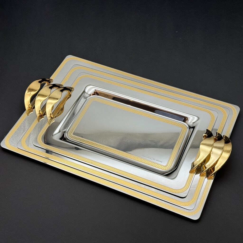 طقم صواني تقديم استانلس ايطالي 3 قطع