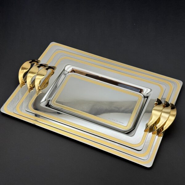 طقم صواني تقديم استانلس ايطالي 3 قطع