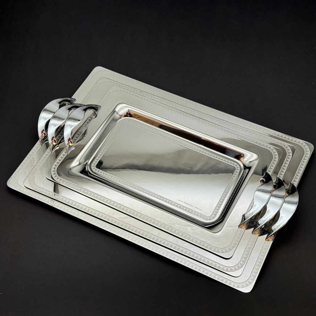 طقم صواني تقديم استانلس ايطالي 3 قطع