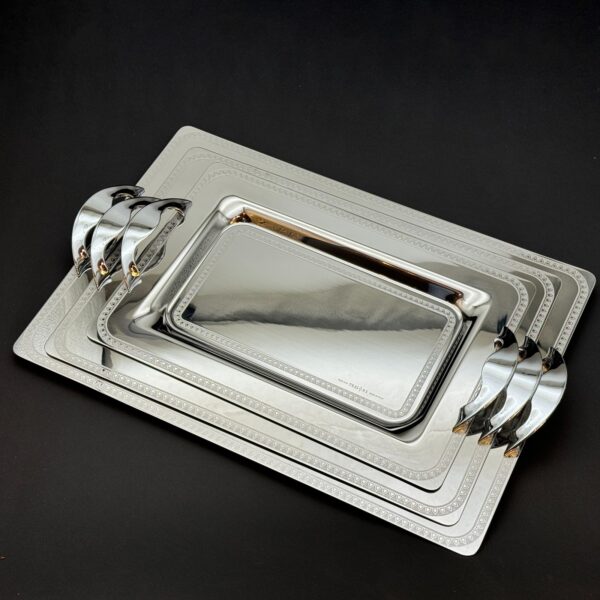 طقم صواني تقديم استانلس ايطالي 3 قطع