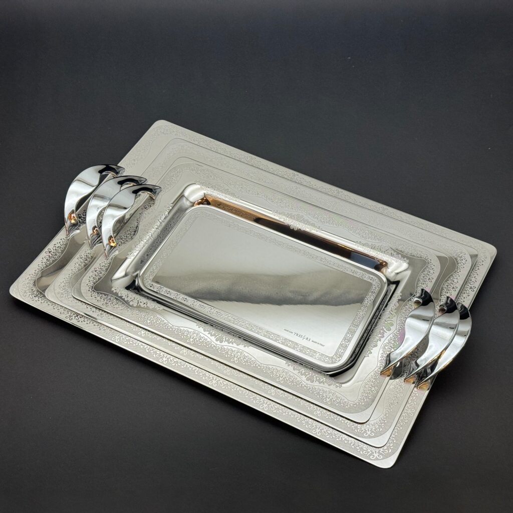 طقم صواني تقديم استانلس ايطالي 3 قطع