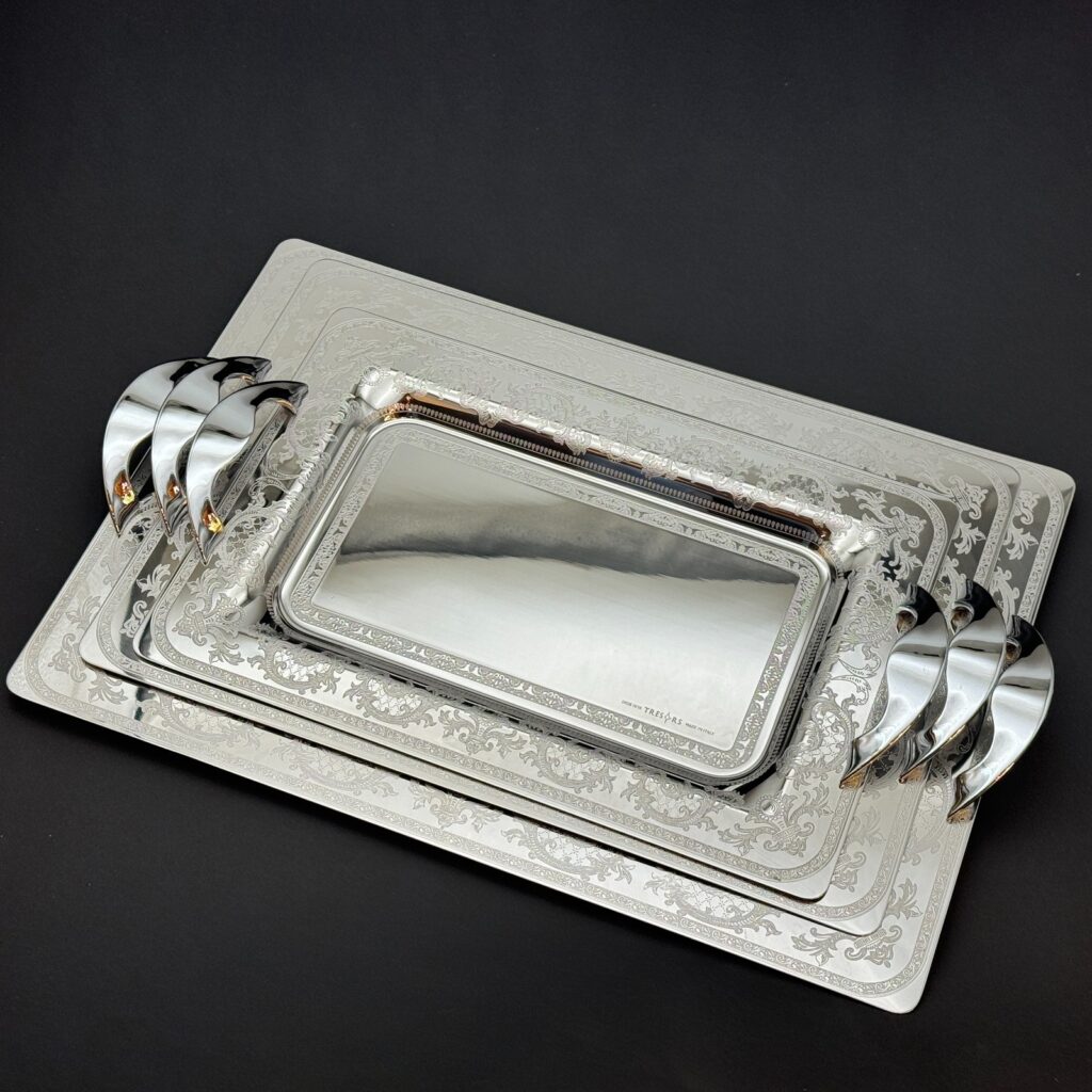 طقم صواني تقديم استانلس ايطالي 3 قطع