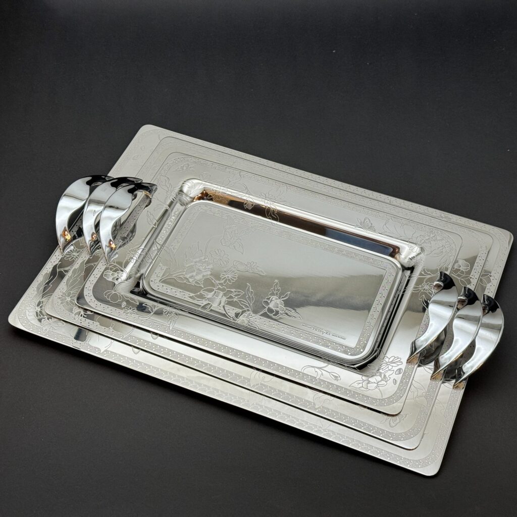 طقم صواني تقديم استانلس ايطالي 3 قطع