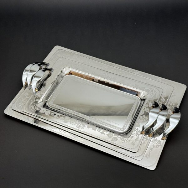 طقم صواني تقديم استانلس ايطالي 3 قطع