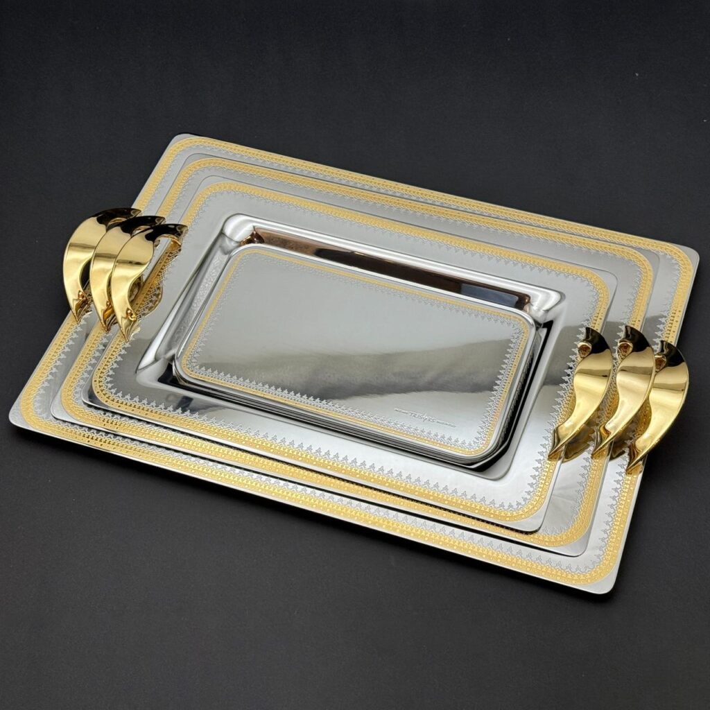 طقم صواني تقديم استانلس ايطالي 3 قطع