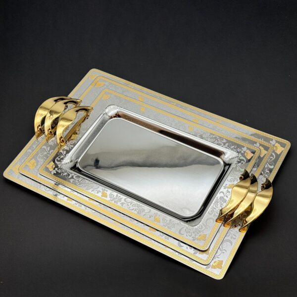 طقم صواني تقديم استانلس ايطالي 3 قطع