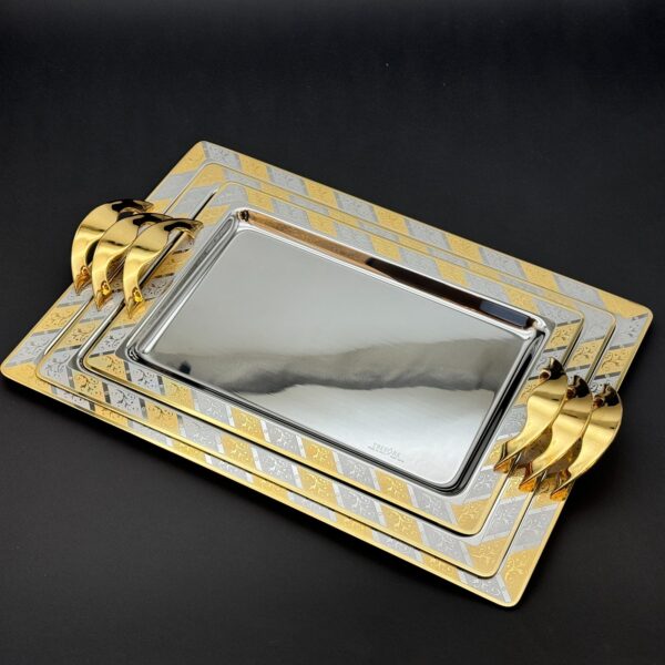 طقم صواني تقديم استانلس ايطالي 3 قطع