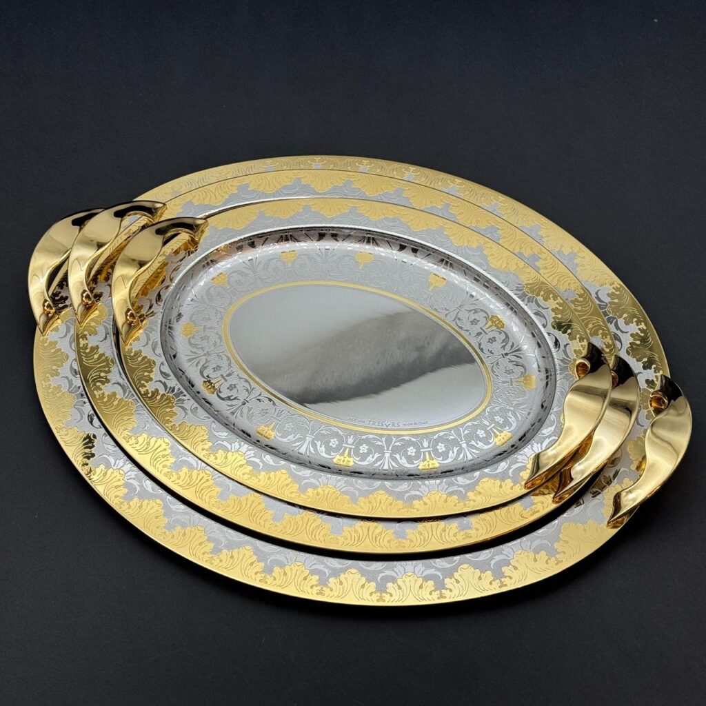 طقم صواني تقديم استانلس ايطالي 3 قطع