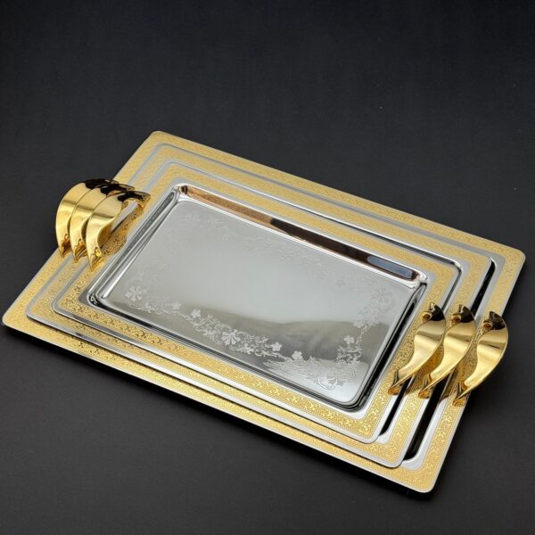 طقم صواني تقديم استانلس ايطالي 3 قطع