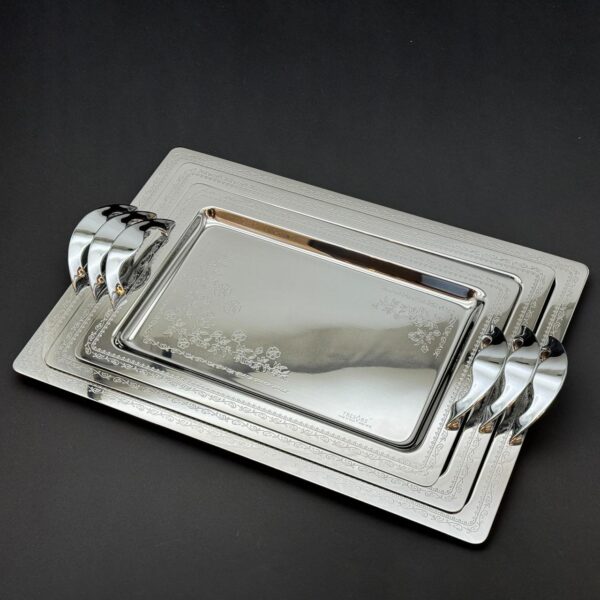 طقم صواني تقديم استانلس ايطالي 3 قطع