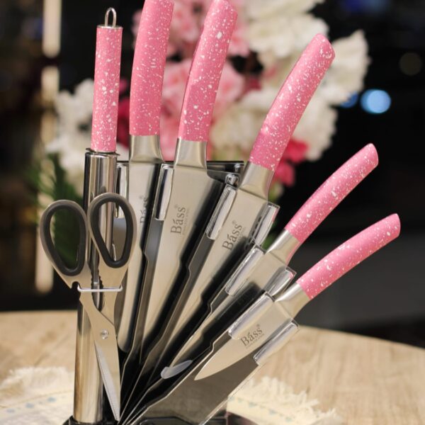 طقم سكاكين + حامل استيل 8 قطع