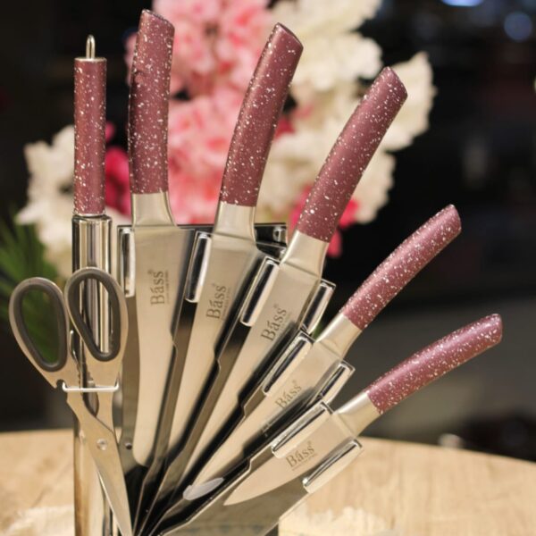 طقم سكاكين + حامل استيل 8 قطع