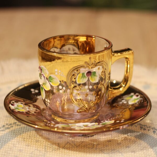 طقم فنجان بالطبق مورانو 12 قطعه كريستال بوهيمي