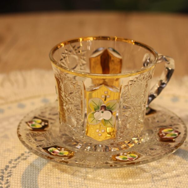 طقم فنجان شاي بالطبق 12 قطعه كريستال بوهيمي