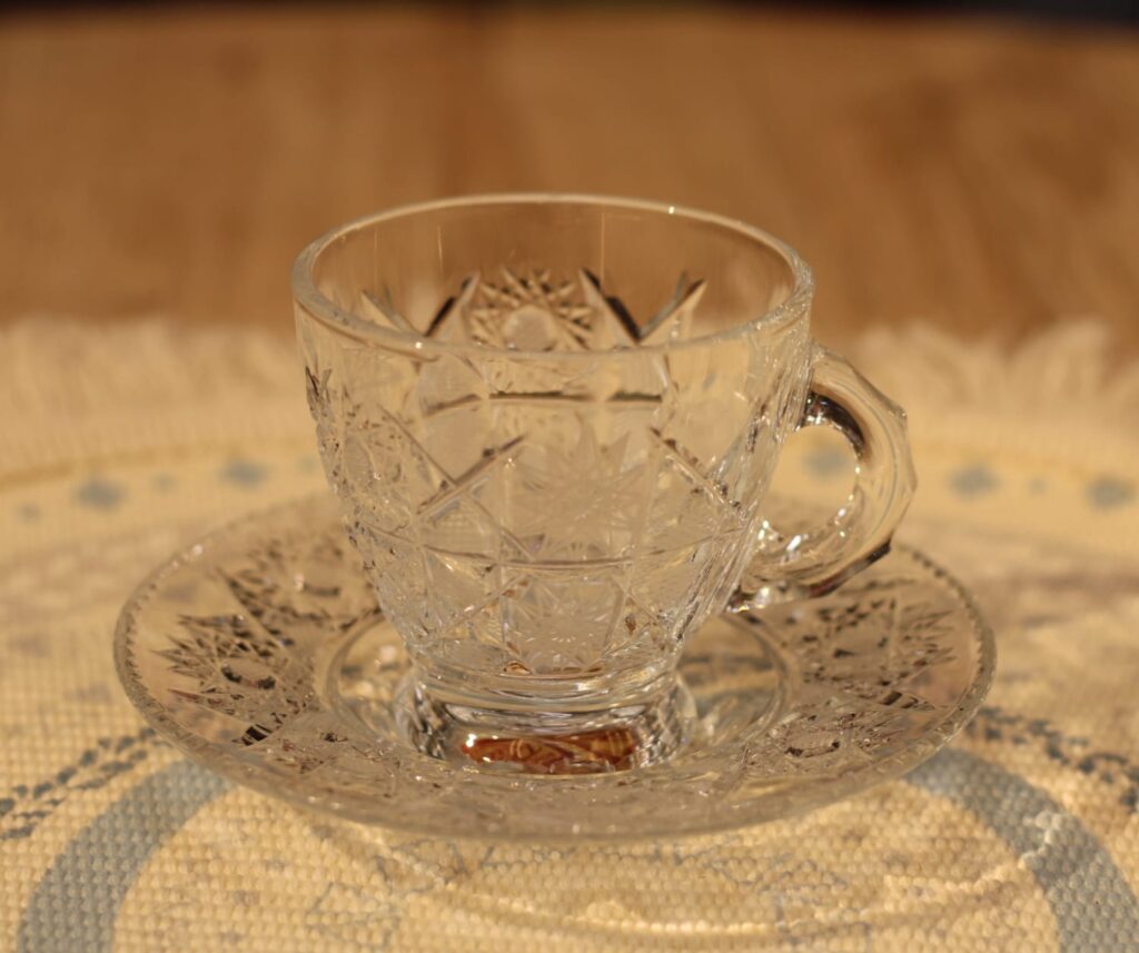 فنجان قهوه بالطبق 12 قطعه كريستال بوهيمي