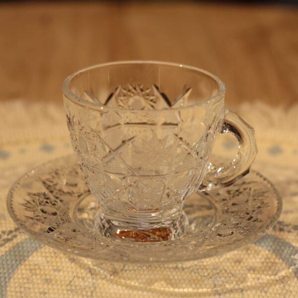 فنجان قهوه بالطبق 12 قطعه كريستال بوهيمي