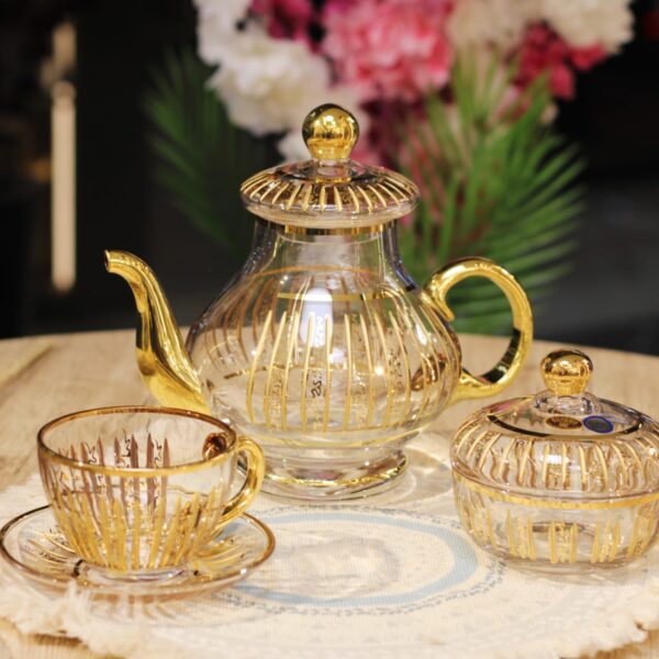 طقم شاي شرايط دهب 17 قطع