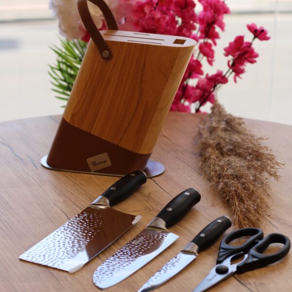 طقم سكاكين HOME حامل خشب 5 قطع