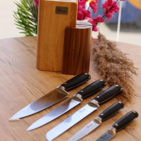 طقم سكاكين HOME حامل خشب 6 قطع