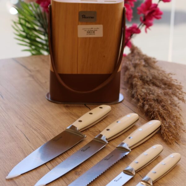 طقم سكاكين HOME حامل خشب 6 قطع