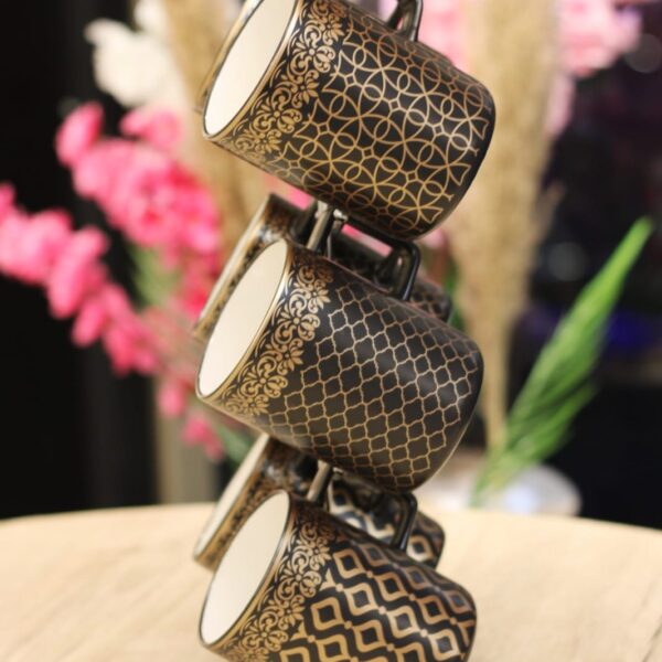 طقم مجات بورسلين 6 قطعه علي حامل معدن