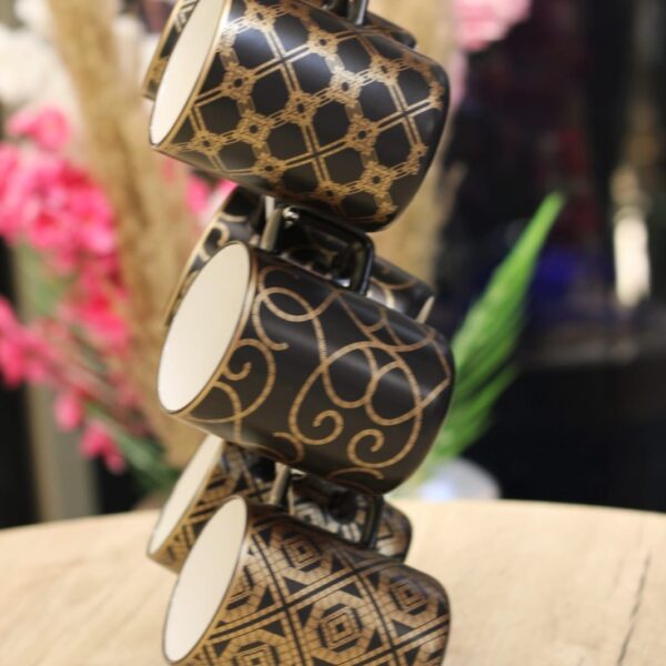 طقم مجات بورسلين 6 قطعه علي حامل معدن