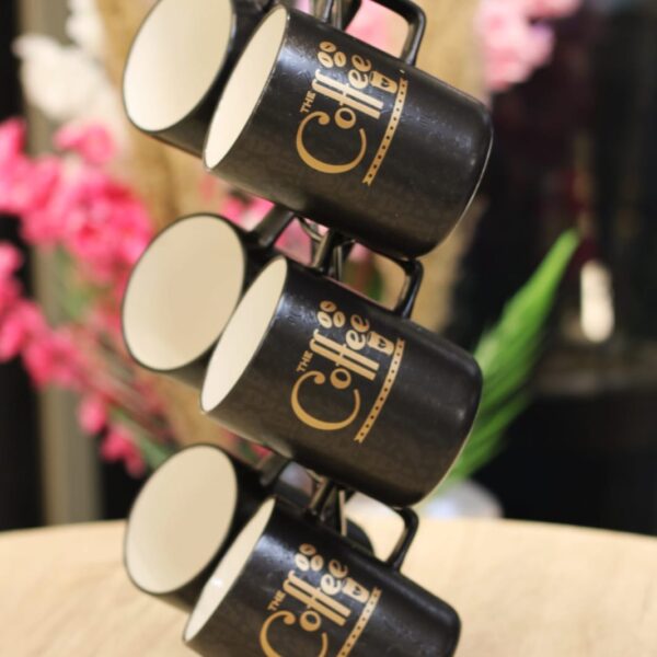 طقم مجات بورسلين 6 قطعه علي حامل معدن