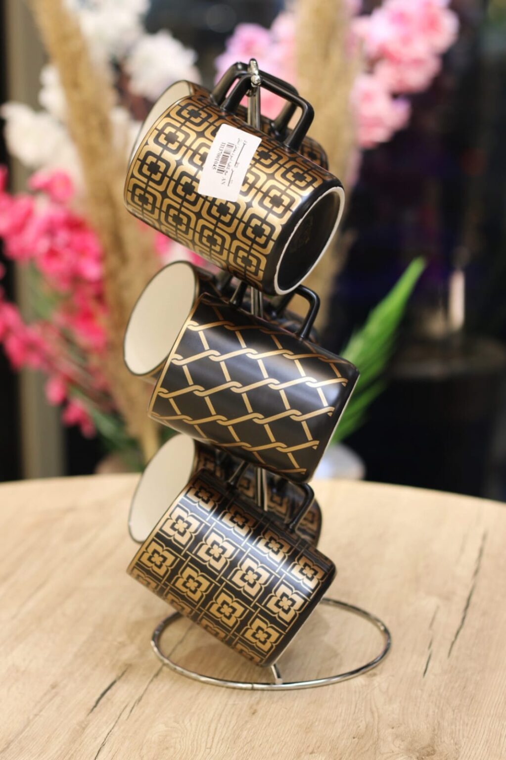 طقم مجات بورسلين 6 قطعه علي حامل معدن