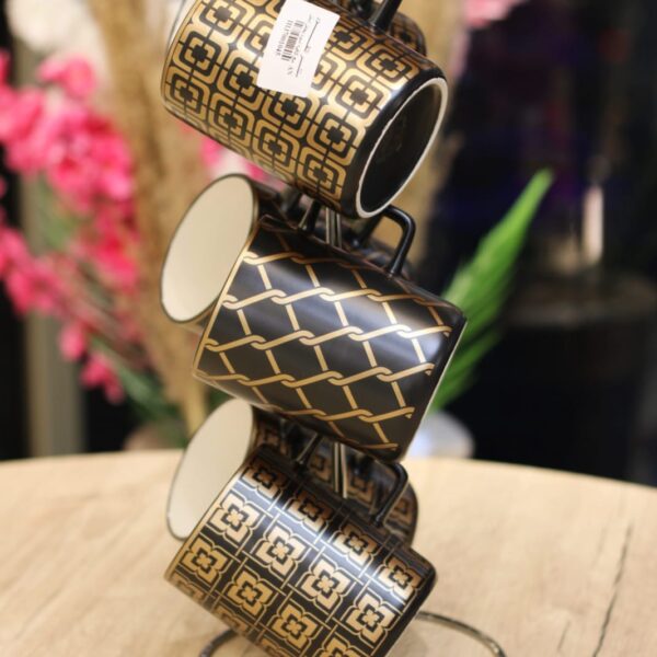 طقم مجات بورسلين 6 قطعه علي حامل معدن