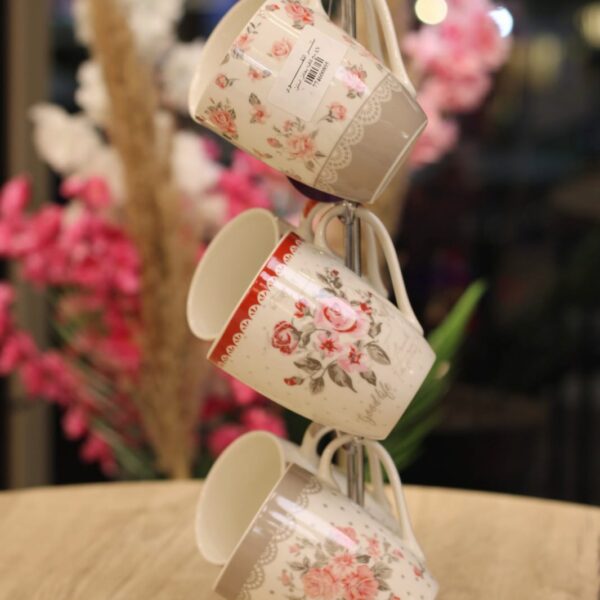 طقم مجات بورسلين 6 قطعه علي حامل معدن