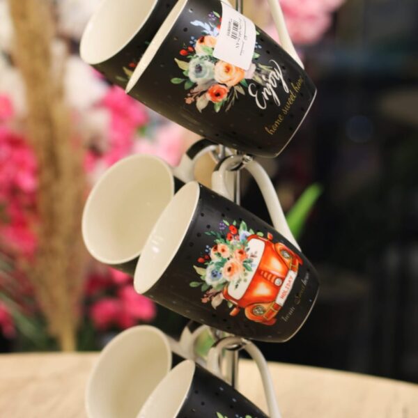 طقم مجات بورسلين 6 قطعه علي حامل معدن