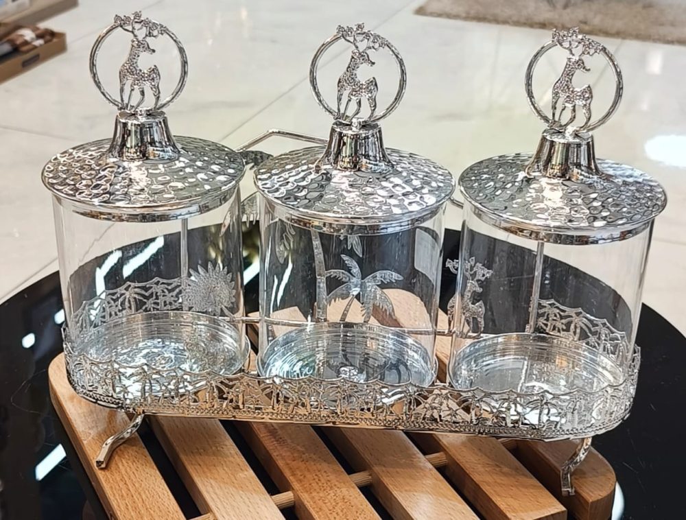 برطمان زجاج في سيلڤر 3 قطع