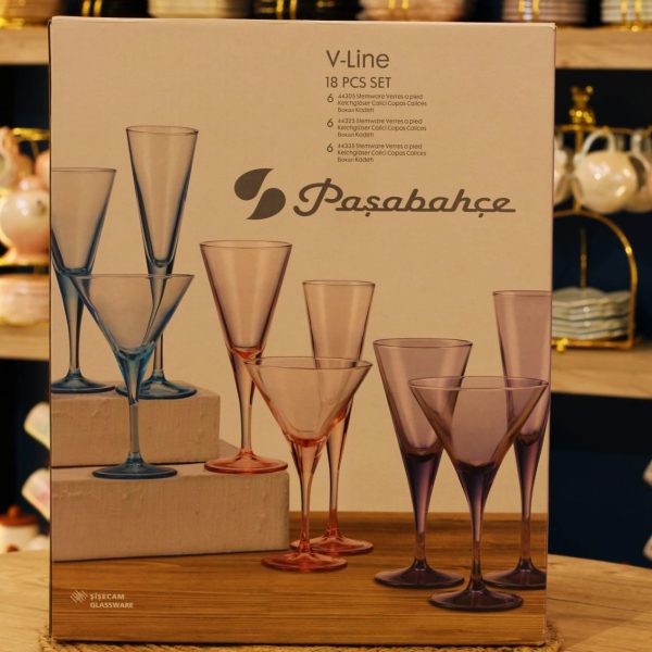 طقم كاسات الوان 18 قطعه