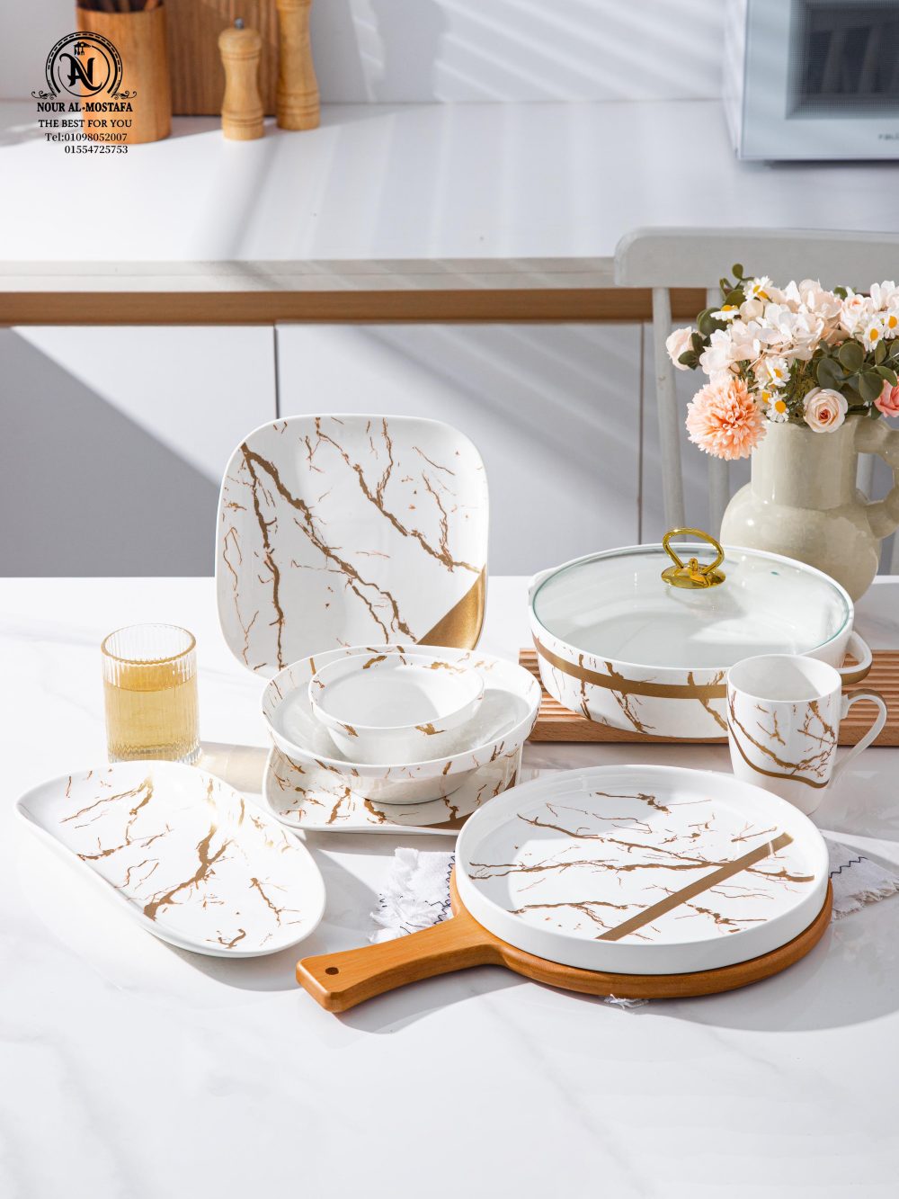 طقم عشاء بورسلين ماربل 35 قطعه