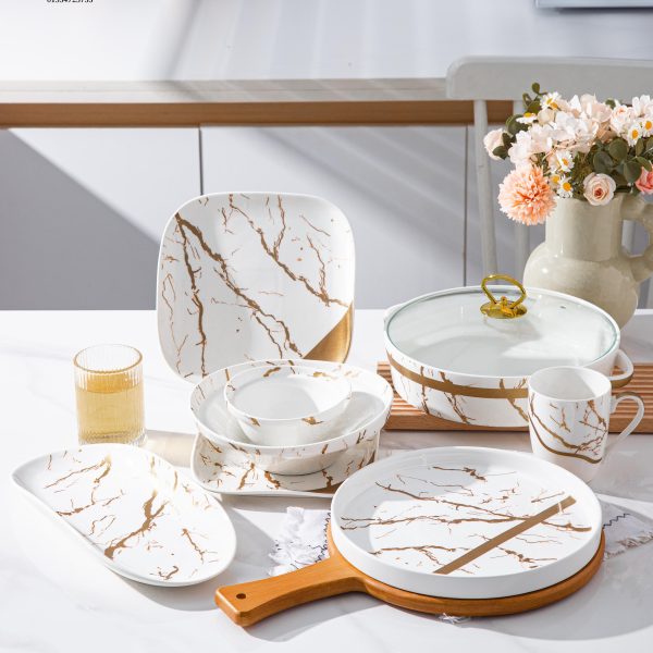 طقم عشاء بورسلين ماربل 35 قطعه