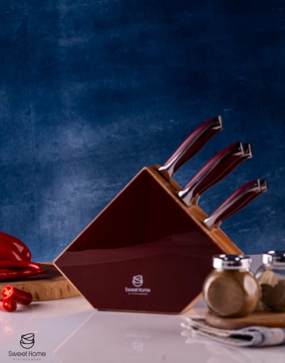 طقم سكاكين علي حامل خشب